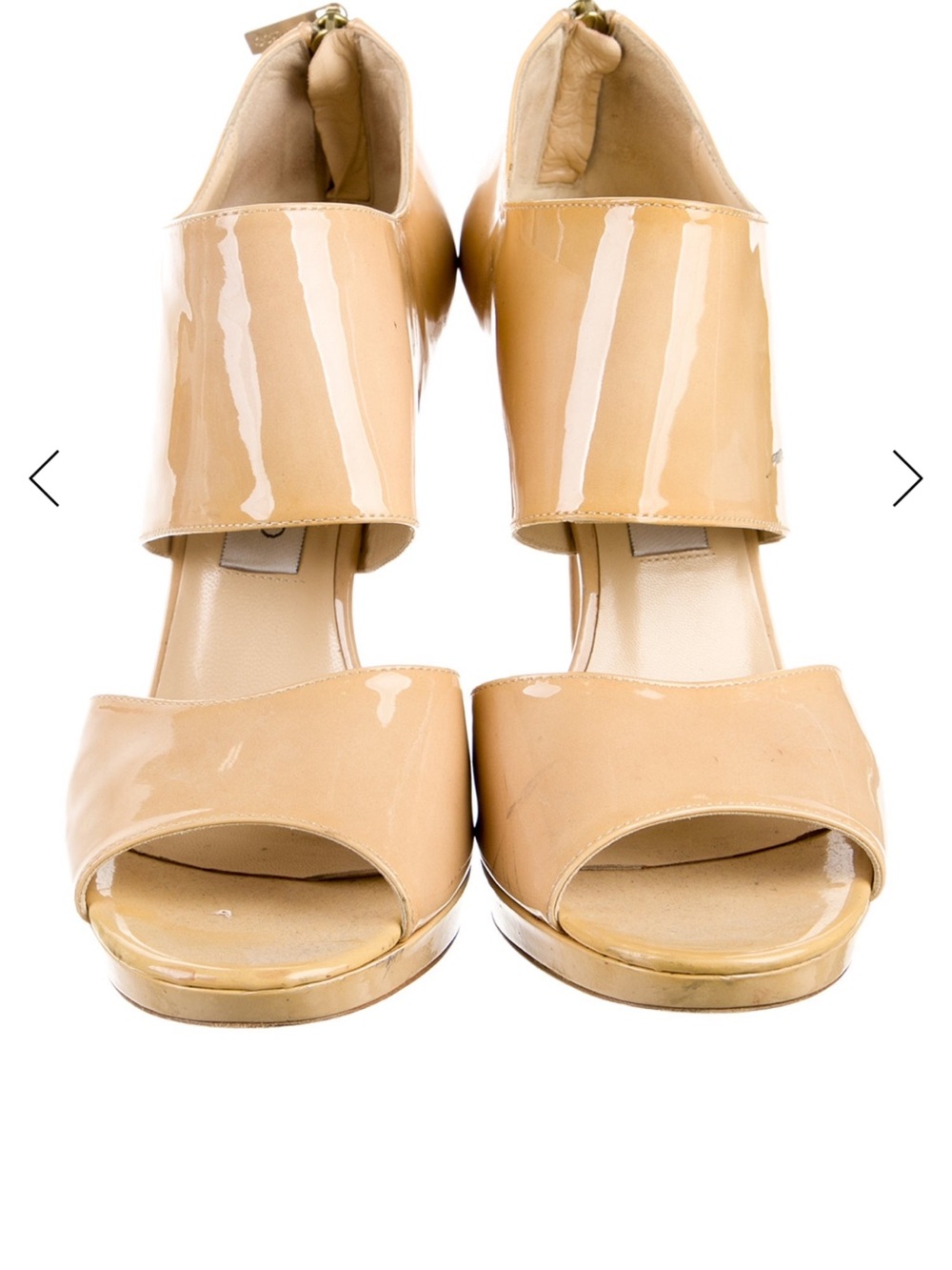 Jimmy Choo Beige Patent Leather Open-Toe Heels
